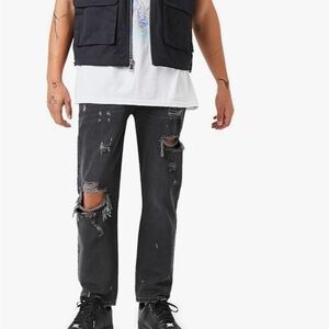 Forever 21 Men's Charcoal Distressed Jeans